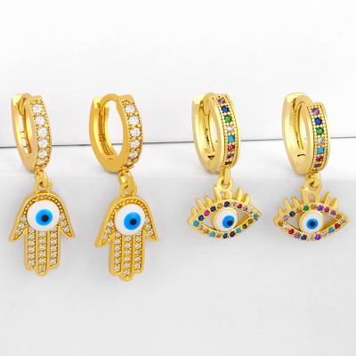 China 2021 Popular Trendy Women's Personality PONEES Diamond Drop Earrings Demon Eyes Earrings Wholesale for sale