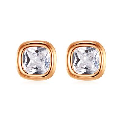 China PONEES High Quality FASHIONABLE Zircon Stud Earrings 925 Sterling Silver Earrings For Women Simple Jewelry for sale