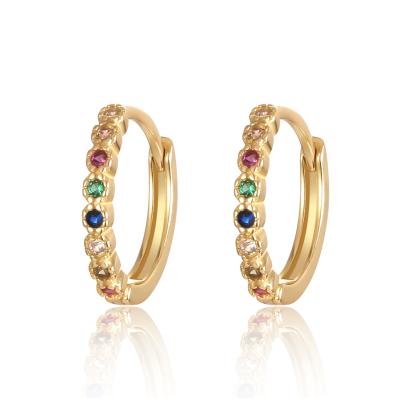 China PONEES European Woman and American Popular FASHIONABLE 925 Sterling Silver Earrings Mixed Color Zircon Circle Earrings for sale