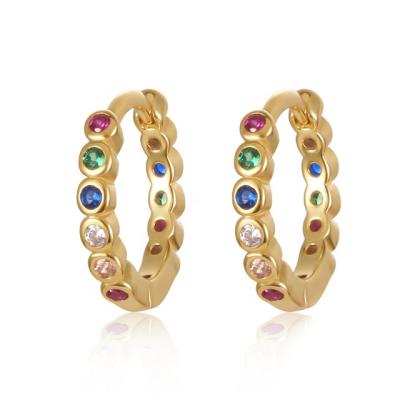 China PONEES Trendy Fashion Trendy Hoop Earrings Sterling Silver Diamond Hoop Earrings Colorful For Women for sale