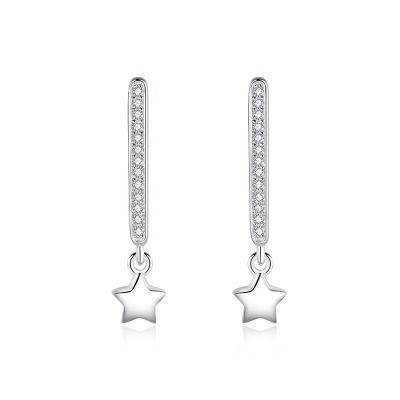 China PONEES TRENDY Star 925 Sterling Silver Diamond Drop Earrings Shape Fashion Earring For Women Girls Wholesale for sale