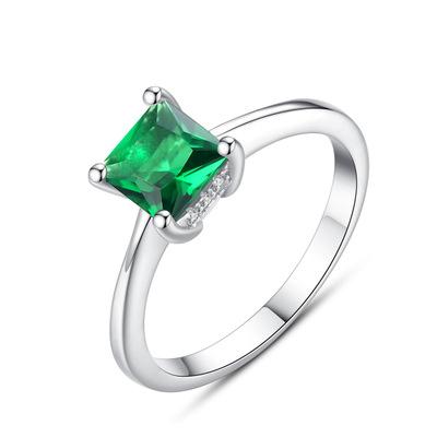 China PONEES FASHIONABLE High Quality Square Zircon Rings 925 Sterling Silver Emerald Ring For Women for sale