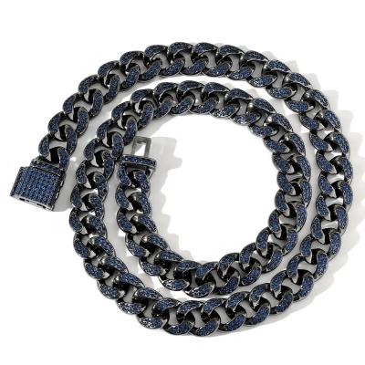 China Personalized Gold Black Zircon Women's Bracelet FASHIONABLE Cuba Hip Hop PONEES Cuba Blue Chain Jewelry Men's Accessories for sale