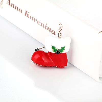 China Christmas PONEES theme fashion Christmas boots bangs shoes brooch jewelry for Christmas brooch for sale