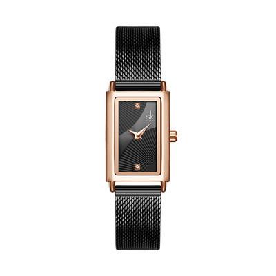 China PONEES Water Resistant Fashion Women Luxury Quartz Watches Mesh Steel Strap Waterproof Square Casual Watch for sale