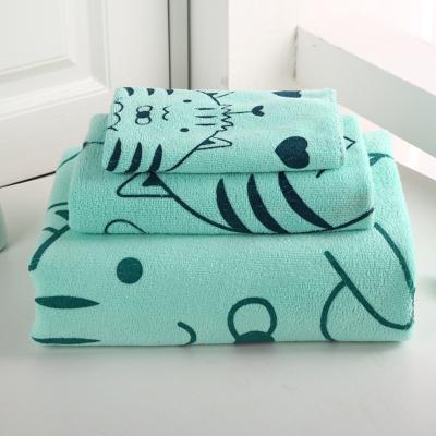 China QUICK DRY factory direct supply cartoon towel set 3 pieces/set cheap price soft absorbent microfiber hand face bath towels set for sale