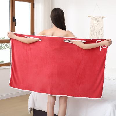 China Child Safe Women Wrap Wearable Coral Fleece Shower Cover Up Spa Beach Tube Robe Microfiber Bath Towel for sale