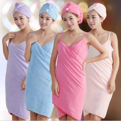 China Factory Direct Supply Microfiber Microfiber Soft Absorbent Bath Robe Soft Sexy Hair Towel Set 2 Pieces for sale