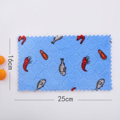 China Double Layer Coral Fleece Dish Cloth Double Layer Kitchen Cloth Microfiber Cleaning Cloth Super Absorbent Soft Quick Dry Towel Small for sale