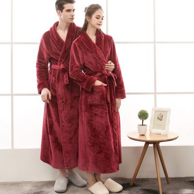 China Luxury extra long bathroom nightgown men's sleepwear thick pajamas bathrobe fashion couple pajamas fall winter QUICK DRY custom made flannel for sale