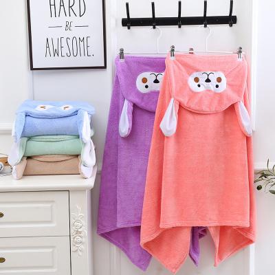 China QUICK DRY Kids Hide Poncho Children Hooded Bath Beach Wearable Towels Terry Bath Towel Custom Logo Microfiber Soft Kids Cartoon for sale