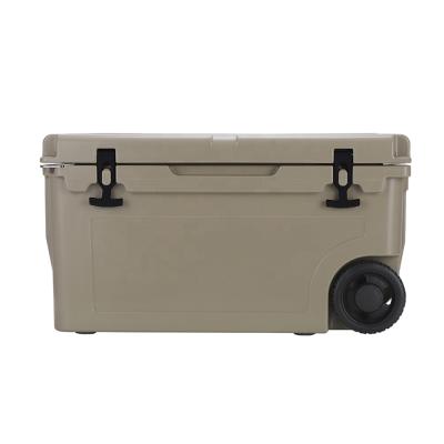 China 55QT Large Capacity Waterproof High Quality Hard Rotomolded Ice Chest Coolers With Wheels And Handles for sale