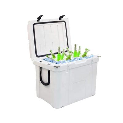 China Large Rotomolded 55qt Waterproof Portable Wheeled Coolers Cooler Box With Bottle Openers for sale