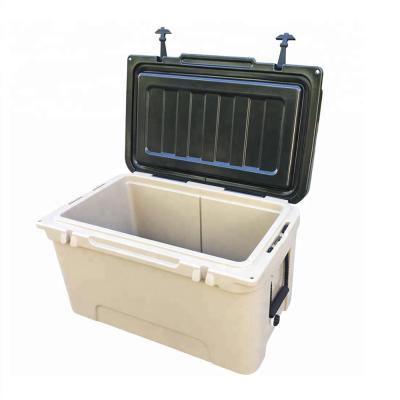 China New Waterproof PE Cooler Box 65QT Rotomolded Outdoor Plastic Fishing Ice Chest for sale