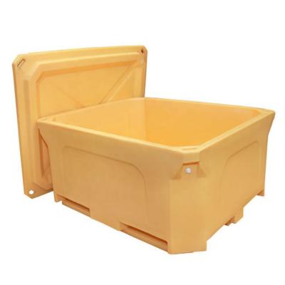 China LLDPE+PU 1000L Roto-molded Super Heavy Duty Large Plastic Insulated Live Fish Transport Container Box for sale