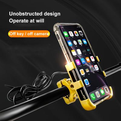 China Adjustable With USB Charger Motorbike Aluminum Alloy Mobile Phone Support Bicycle Navigation Support Motorcycle Electric Bike Phone Holder for sale