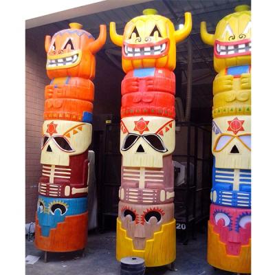 China Creative and Unique Decorative Halloween Fiberglass Pumpkin Pillars for Square or Plaza Decoration for sale