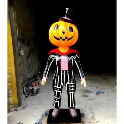 China Creative and Unique Scary Outdoor Halloween Fiberglass Pumpkin Figure Decoration for sale