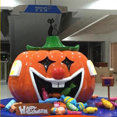 China Large Creative And Funny Mall Fiberglass Halloween Pumpkin With Candy Decoration for sale