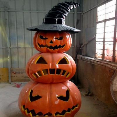 China Europe Outdoor Decoration Customized Large Fiberglass Halloween Pumpkin Sculpture On Sale for sale