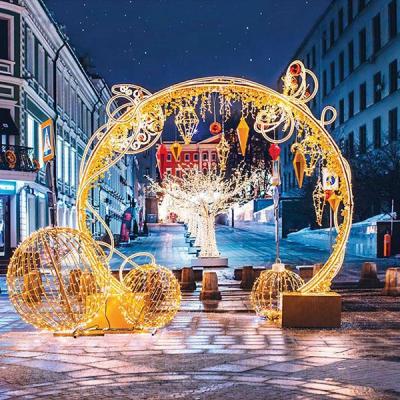 China Commercial Outdoor Christmas LED Arch Pattern Street Lights New Year Holiday Outdoor Decoration Christmas Lighting Project for sale