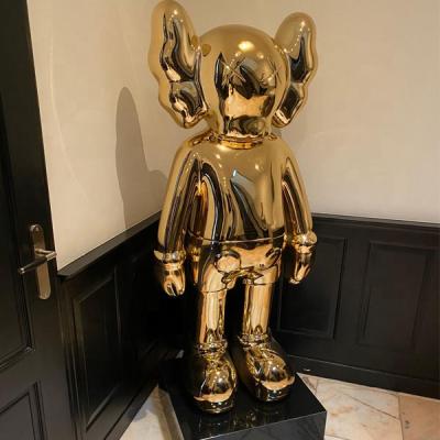 China Europe Hot-selling Popular Mirror Plated Fiberglass Kaws Statue For Window Display Art Gallery Decoration for sale