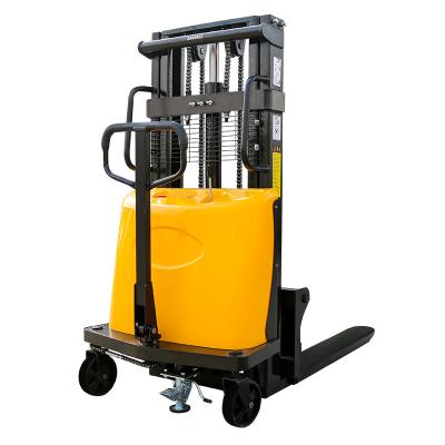 China Hotels 12V 135AH Semi-electric stacker forklift semi-automatic hydraulic hoist loading and unloading stacker for sale