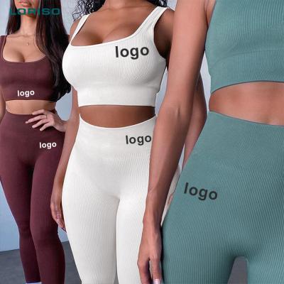 China New Arrival Breathable Hot Sale Women Seamless Rib Gym Sports Wear Organic Fitness Clothing Yoga Wear Set for sale