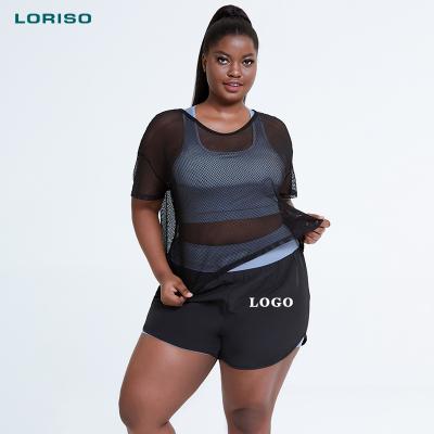 China LORISO antibacterial plus size women custom made sets 6xl 3xl fully covered trio set workout clothing for sale