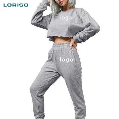 China 2021 New winter QUICK DRY wholesale unisex women's sweatshirts oversized crewneck crop top sweatshirt female panty 2pice set for sale