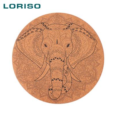 China Custom Unique Natural Organic Circle Exercise Gym 4mm Cork Rubber Round Yoga Mat Eco Friendly Non-Toxic From Portugal for sale