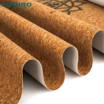 China Non-Toxic Travel Anti Slip Portugal Patterned Eco-Friendly Foldable Organic Cork Mat 1mm Natural Rubber Yoga Mat For Yoga for sale