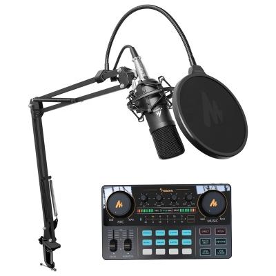 China Works as USB Sound Card Plus MAONOCASTER Live Sound Card Recording Audio Station Interface Mixing Mixer with Microphone Recording Media for Podcasting External Sound Card for sale