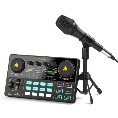 China Karaoke Mixer MAONO Mixer Recording Studio Sound Card Audio Interface Microphone Podcast Equipment Handheld Kit Microphone with Sound Card for sale