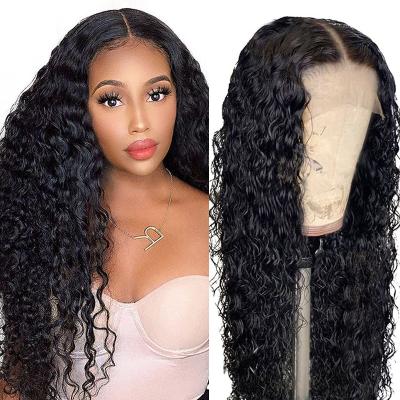 China High Quality Silky Straight Transparent 13*4 Lace Water Wave Hair Curly Wigs For Black Women for sale