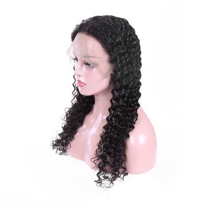 China Silky Straight Wave High Quality Natural Black Color Cuticle Aligned Virgin Human Hair Unprocessed Deep Wave Lace Frontal Wigs for sale