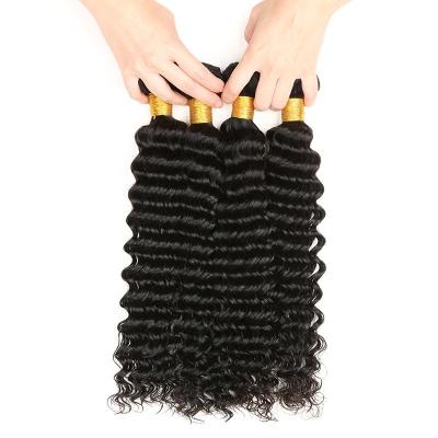 China Wholesale Deep Wave Straight Wave Bundles With Frontal Closure Remy Brazilian Human Hair Lace Bundles With Closure for sale