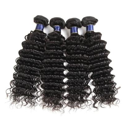 China High Quality Deep Wave Straight Wave Bundle With Lace Frontal Closure Remy Brazilian Human Hair Bundles for sale