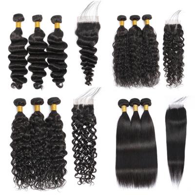 China Wholesale Raw Straight Wave Cuticle Aligned Human Hair 100 Virgin Brazilian Remy Hair Mink Hair Bundles With Lace Frontal Closure for sale