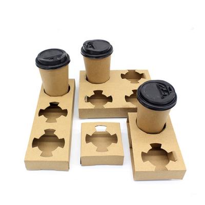 China Disposable Tray To Go Coffee Cup Holder Disposable Biodegradable Durable Drinks Carrier Holder For Food Delivery Ser for sale