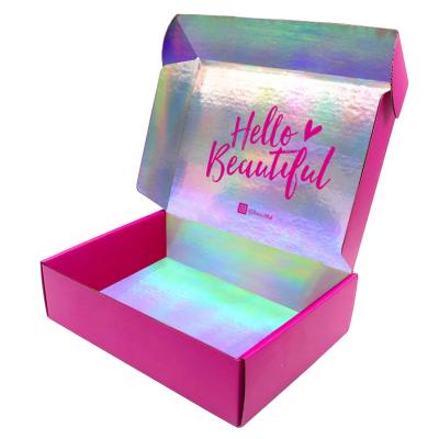 China Recycled Holographic Materials Box Mailer Boxes Eco Friendly Mailer For Hat Packing Delivery Mailbox for sale