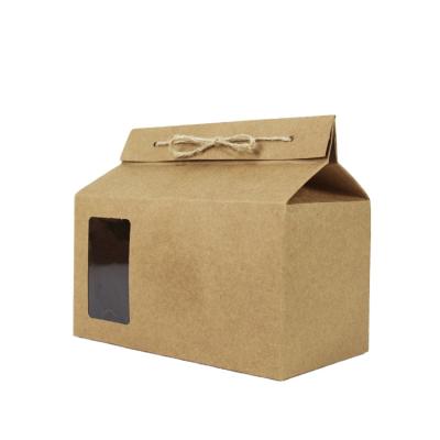 China Wholesale New Fashion Simple Design Paper Box Home Shape Brown Cookie Bread Wrapping Paper Box for sale