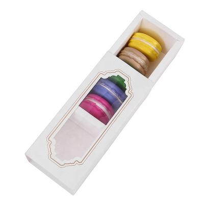 China Takeway Clear Window Macaron Containers Disposable White Paper Macaron Gift Box for 5 for sale