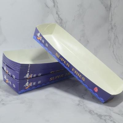 China Disposable Coated Cardboard Basket Long Recyclable Food Paper Trays For Carnival And Festival Concession Stand Treats Like Fries for sale