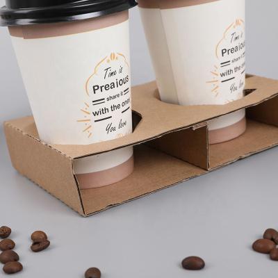 China Wholesale Eco-Friendly Disposable To Go Coffee 1 Cup, 4 Cup And 2 Cup Kraft Paper Drink Carrier for sale