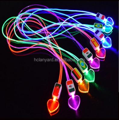 China Polyester Promotional Led Flashing Lanyards Led Lanyards Glowing Light Up Lanyards for sale