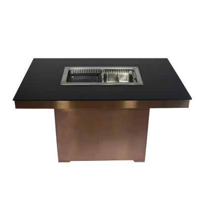 China Contemporary high quality hot pot table, Korean barbecue table, grilled shabu integrated dining table for sale