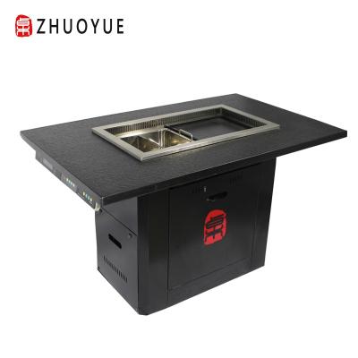 China Modern good new design smokeless hot pot and Korean barbecue table for sale