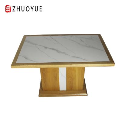 China Modern simple restaurant furniture marble and white ash wood desk wood frame for restaurant choice dining table for sale