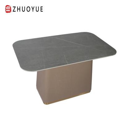 China Modern Commercial Light Luxury Dining Room Rock Slab Table for sale